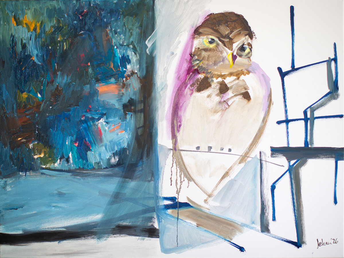 JEHAN - Eule, Öl auf Leinwand, 60x80cm
